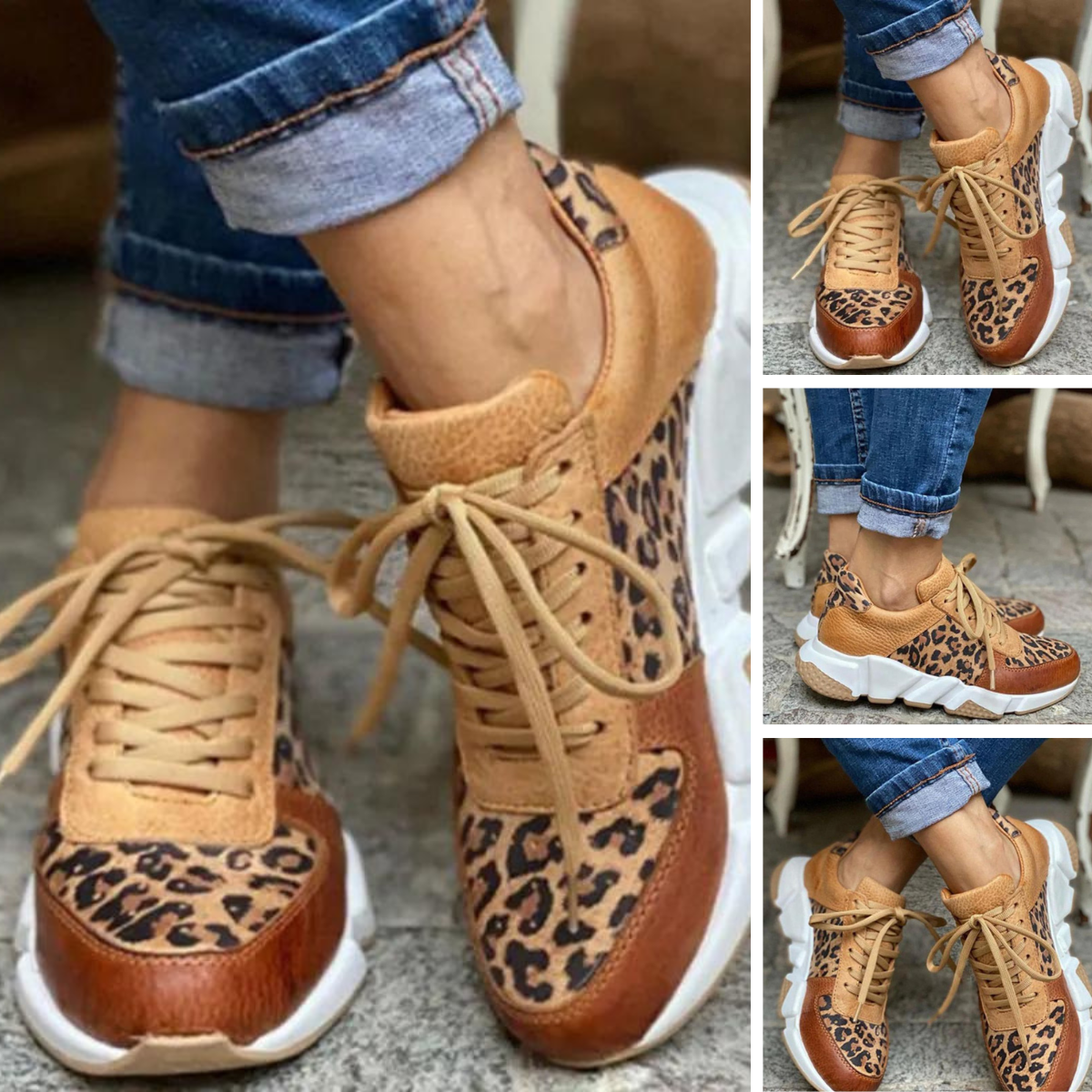 Eleonora | Casual Luipaard Sneakers met Dikke Zolen