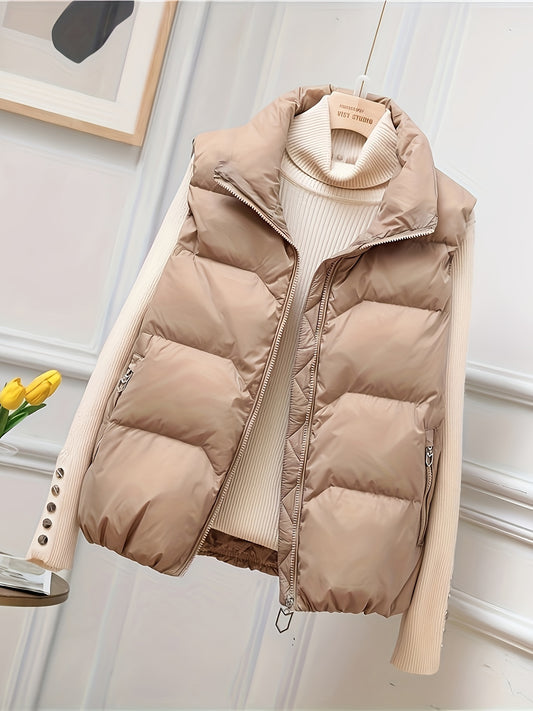 Lily | Solid Color Zipper Loose Vest Jacket