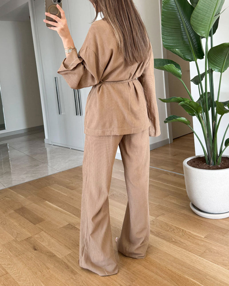 Lacé Set | Lappel Top & Broek Tweedelige Set