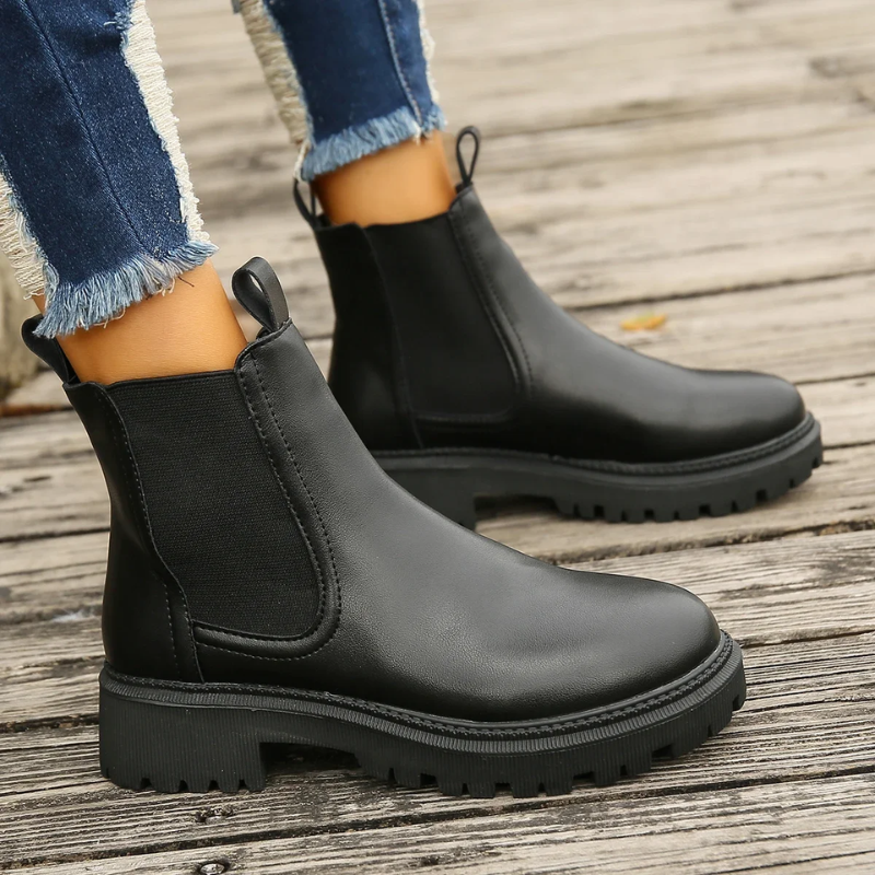 Beloria – Damen-Chelsea-Stiefel aus Leder mit Zugschlaufen