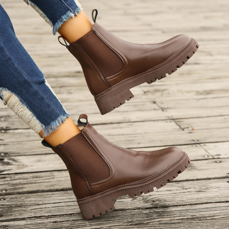 Beloria – Damen-Chelsea-Stiefel aus Leder mit Zugschlaufen