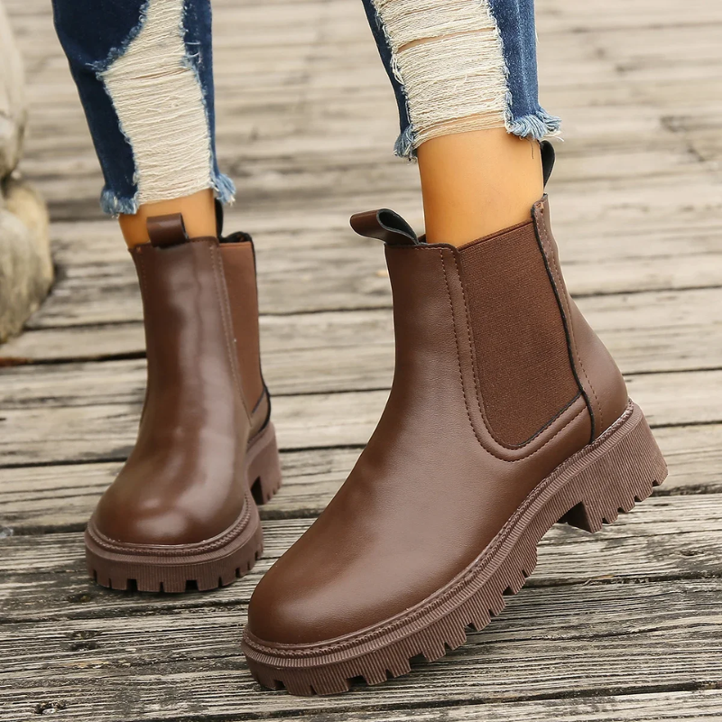 Beloria – Damen-Chelsea-Stiefel aus Leder mit Zugschlaufen