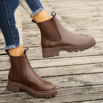 Beloria – Damen-Chelsea-Stiefel aus Leder mit Zugschlaufen