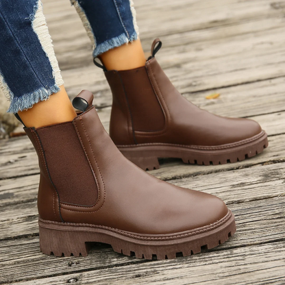 Beloria – Damen-Chelsea-Stiefel aus Leder mit Zugschlaufen