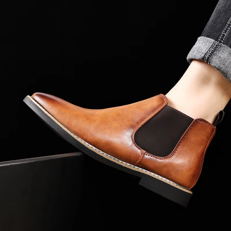 Danvorn - Herenschoenen Boots - Leren Chelsea Boots, Instapmodel met Klassiek Design