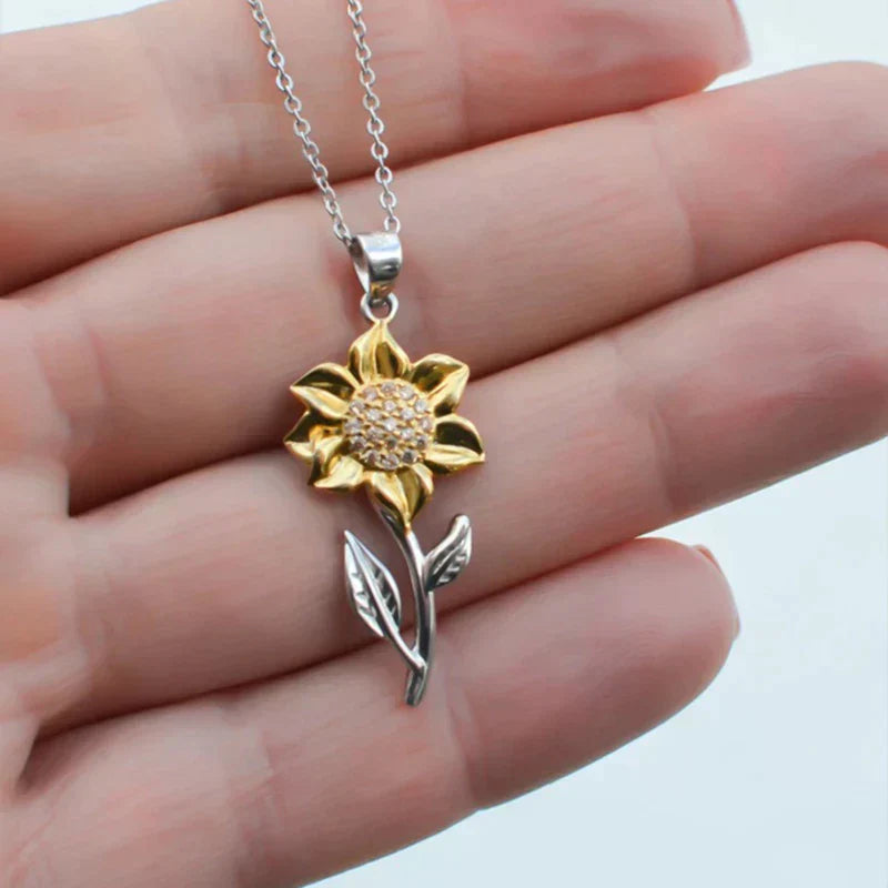 Zilvergouden Zonnebloem Ketting