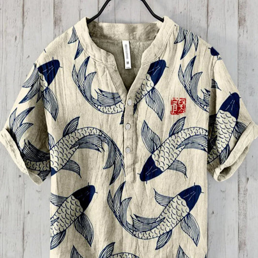 Georg | Lässiges Hawaiihemd mit Fischmuster für einen sommerlichen Look 