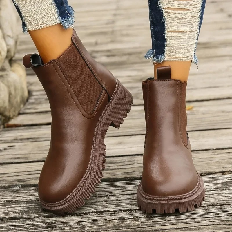 Beloria – Damen-Chelsea-Stiefel aus Leder mit Zugschlaufen