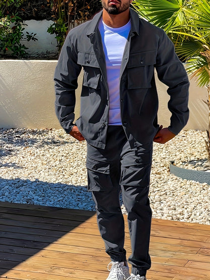 Liam | Zweiteiliges Outdoor-Outfit mit Jacke zum Knöpfen und Hose mit Kordelzug