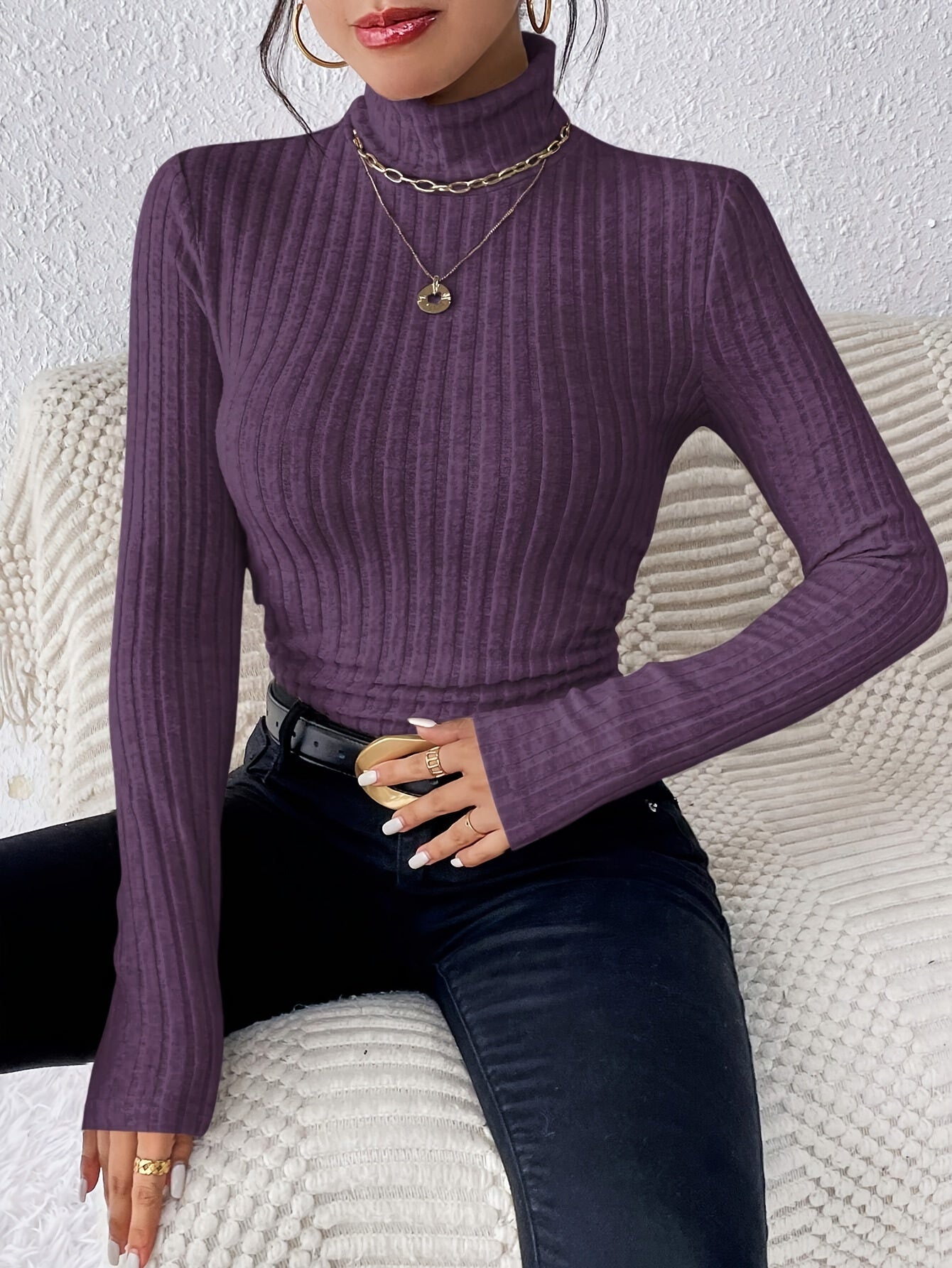 Olivia | Turtle Neck Slim Sweater