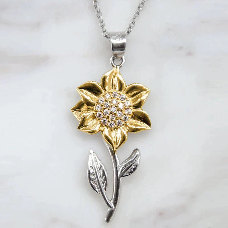 Zilvergouden Zonnebloem Ketting