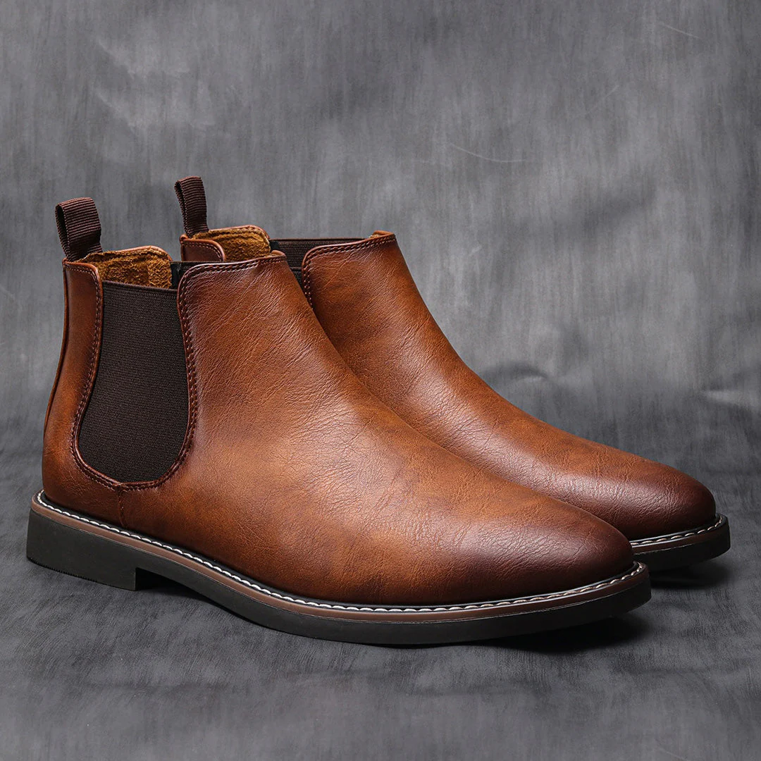 BootLux – Herren-Chelsea-Stiefel aus Leder mit elastischen Seiteneinsätzen und rutschfester Sohle