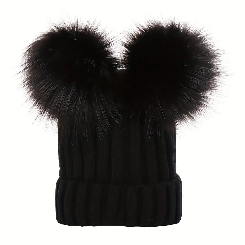 Damen-Wintermütze mit Pompons