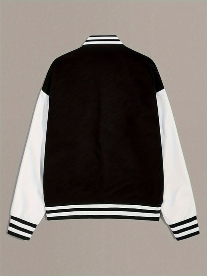 Emily | Color Block Letter Print Bomber Jacket