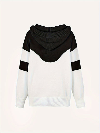 Charly | Color Block Drawstring Hooded Sweater