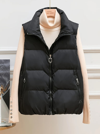 Lily | Solid Color Zipper Loose Vest Jacket