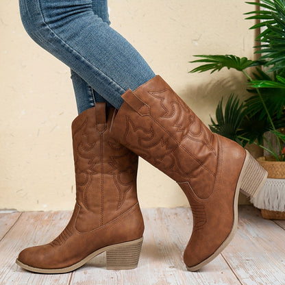 Gänseblümchen | Stilvolle Retro-Cowboystiefel mit niedrigem Absatz 