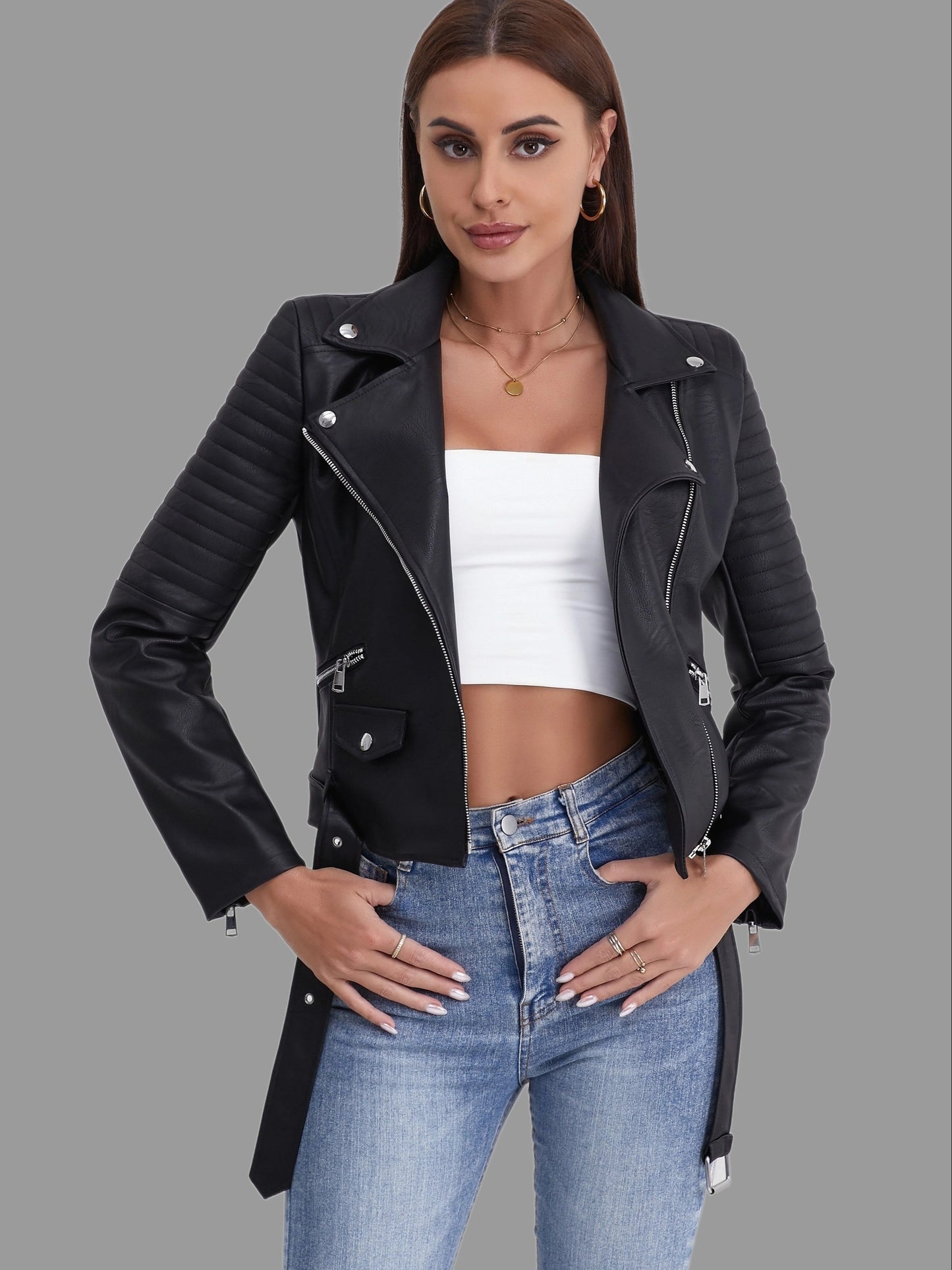 Emily | Schlichte Bikerjacke aus Leder