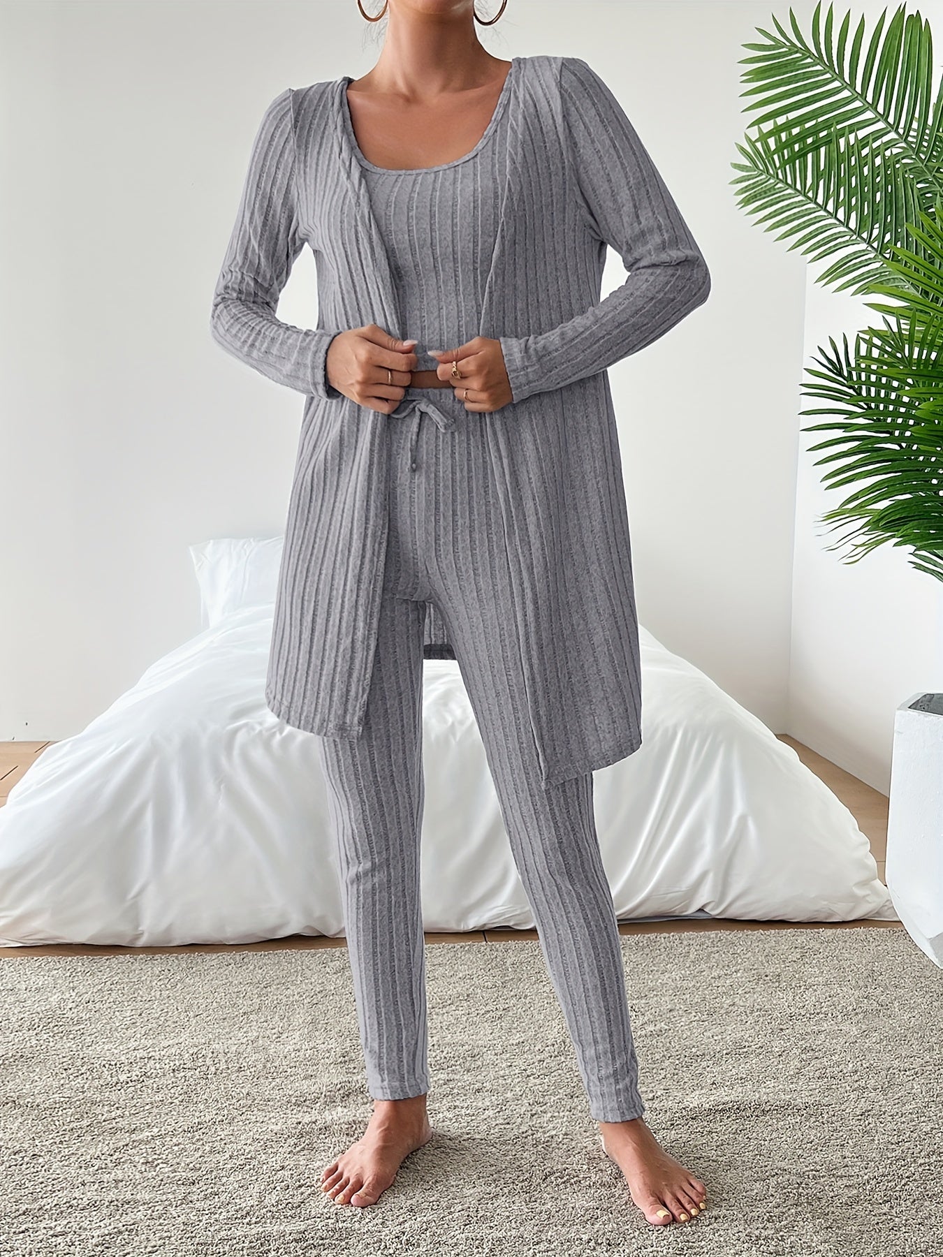 Emma | Casual effen kleur gebreide broek set
