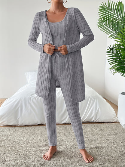 Emma | Casual effen kleur gebreide broek set