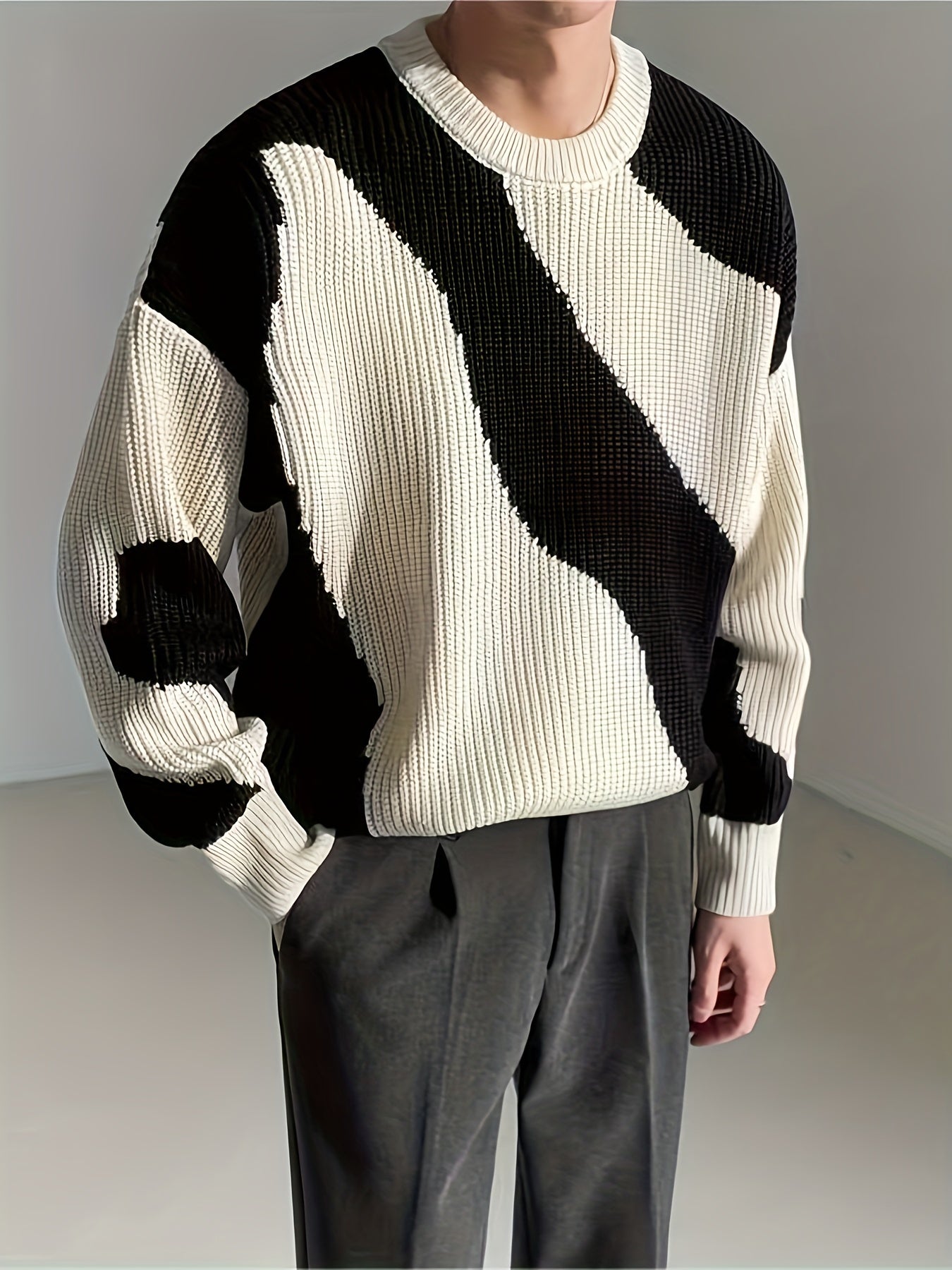 Ben | Knitted Color Block Kabeltrui met Golfpatroon voor Herfst en Winter