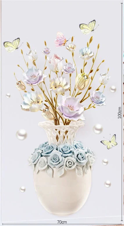 Elegante Bloemen Muurdecoratie Sticker - Stijlvolle Verwijderbare Muurkunst voor Huisdecoratie