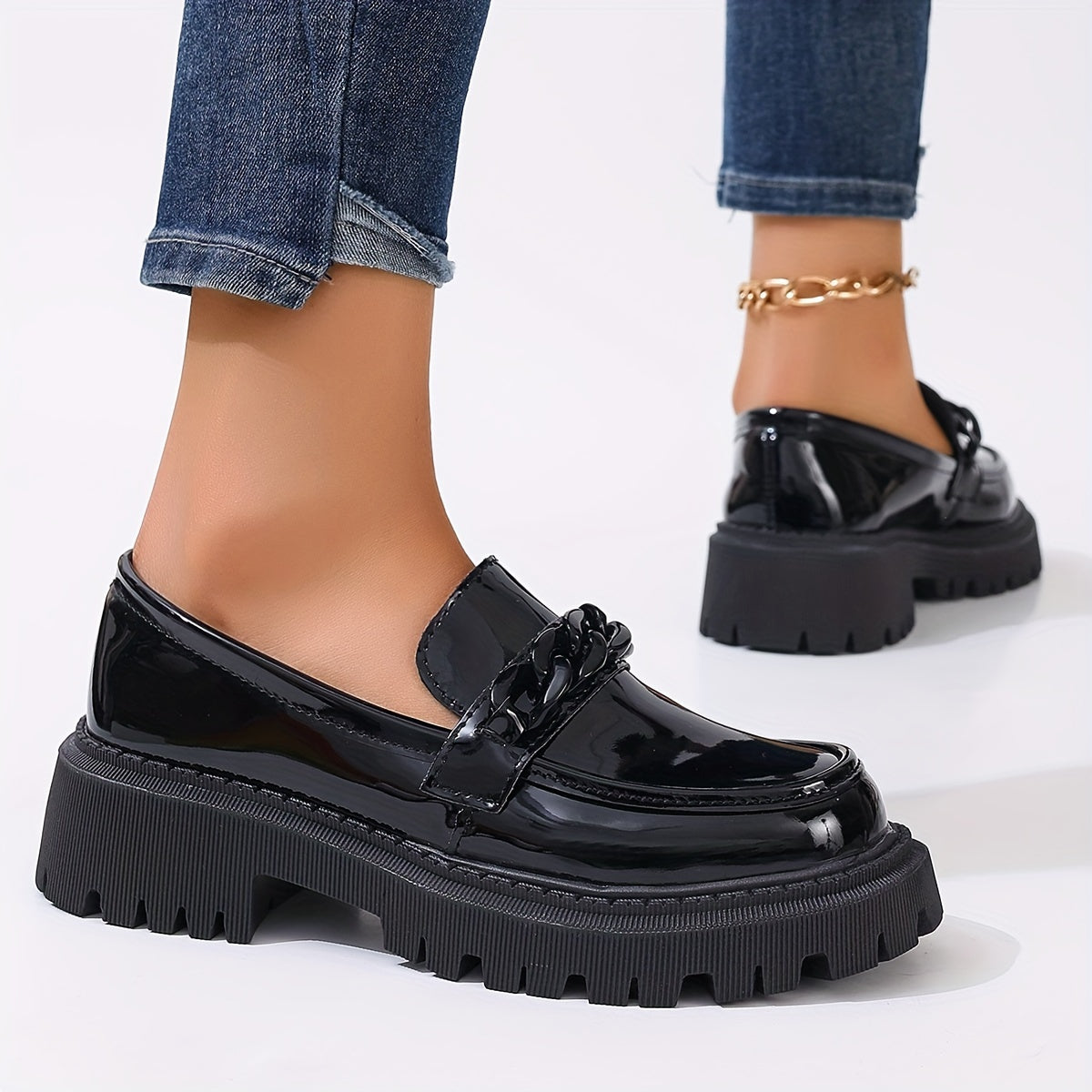 Sophie | Dames Effen Kleur Platform Loafers