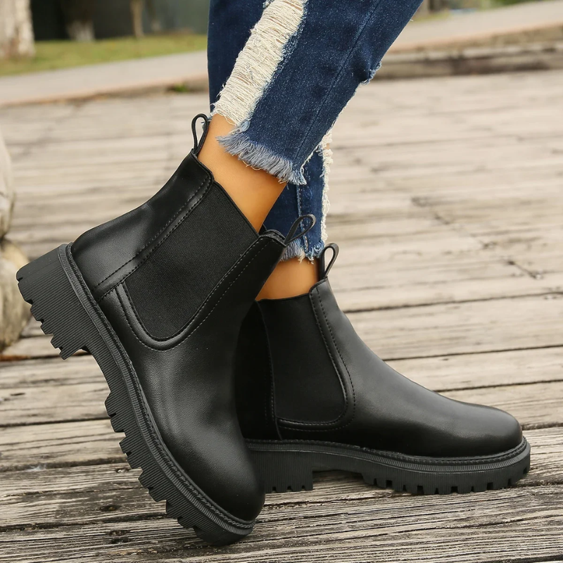 Beloria – Damen-Chelsea-Stiefel aus Leder mit Zugschlaufen