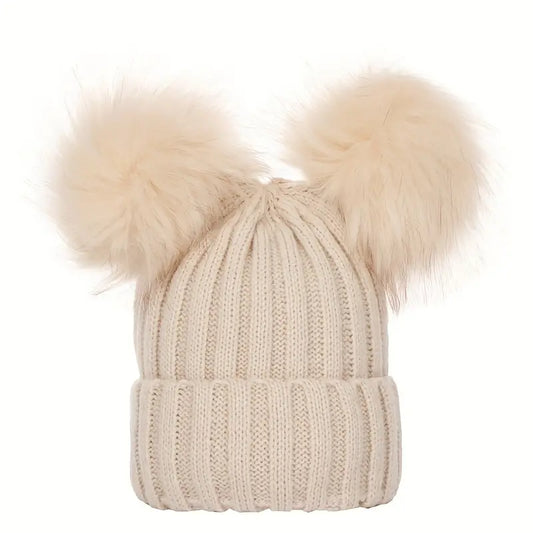 Dames winter muts met pompoms