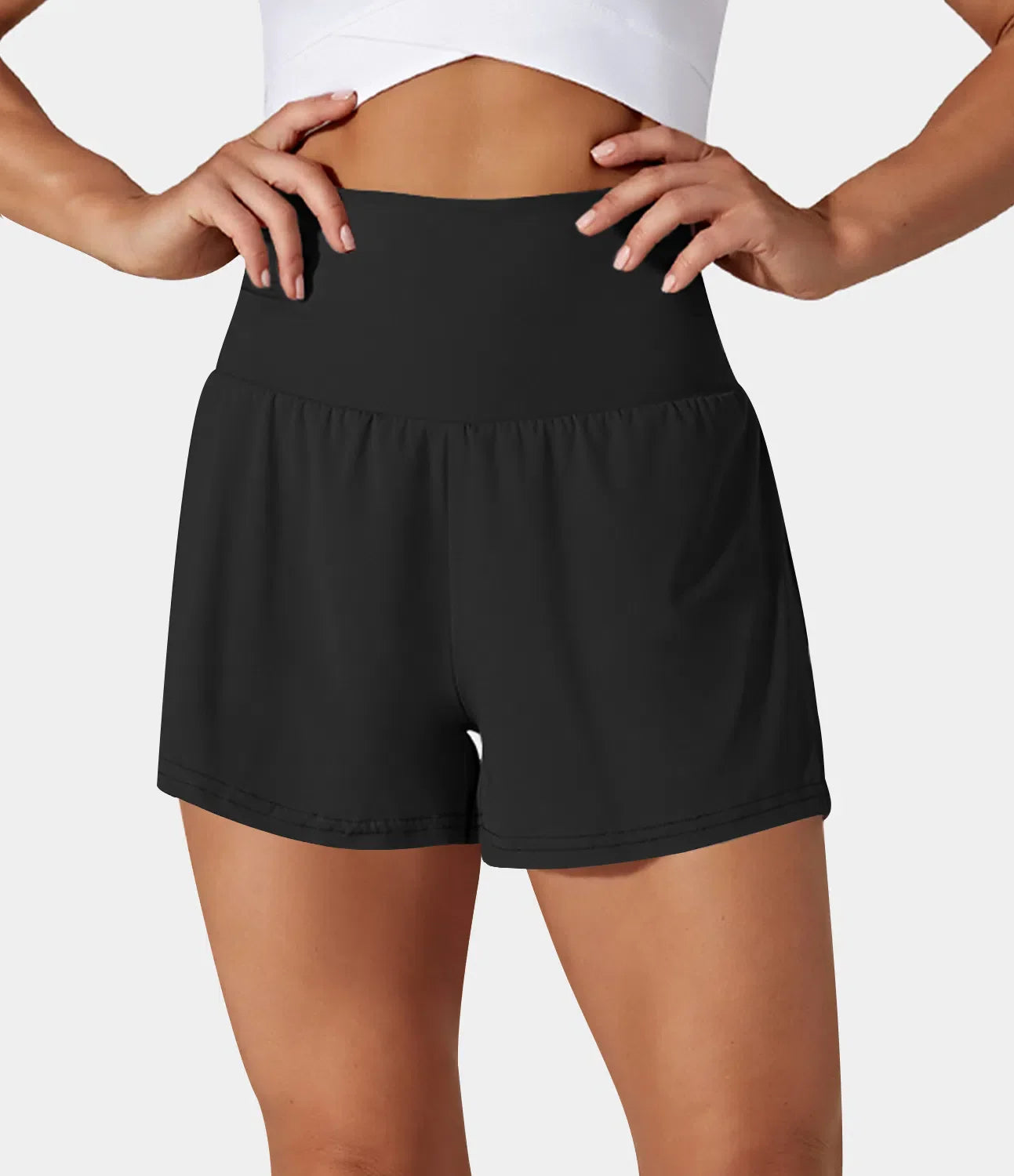 Hilara | 2-in-1-Yoga-Shorts mit hoher Taille, Gesäßtasche und Seitentasche