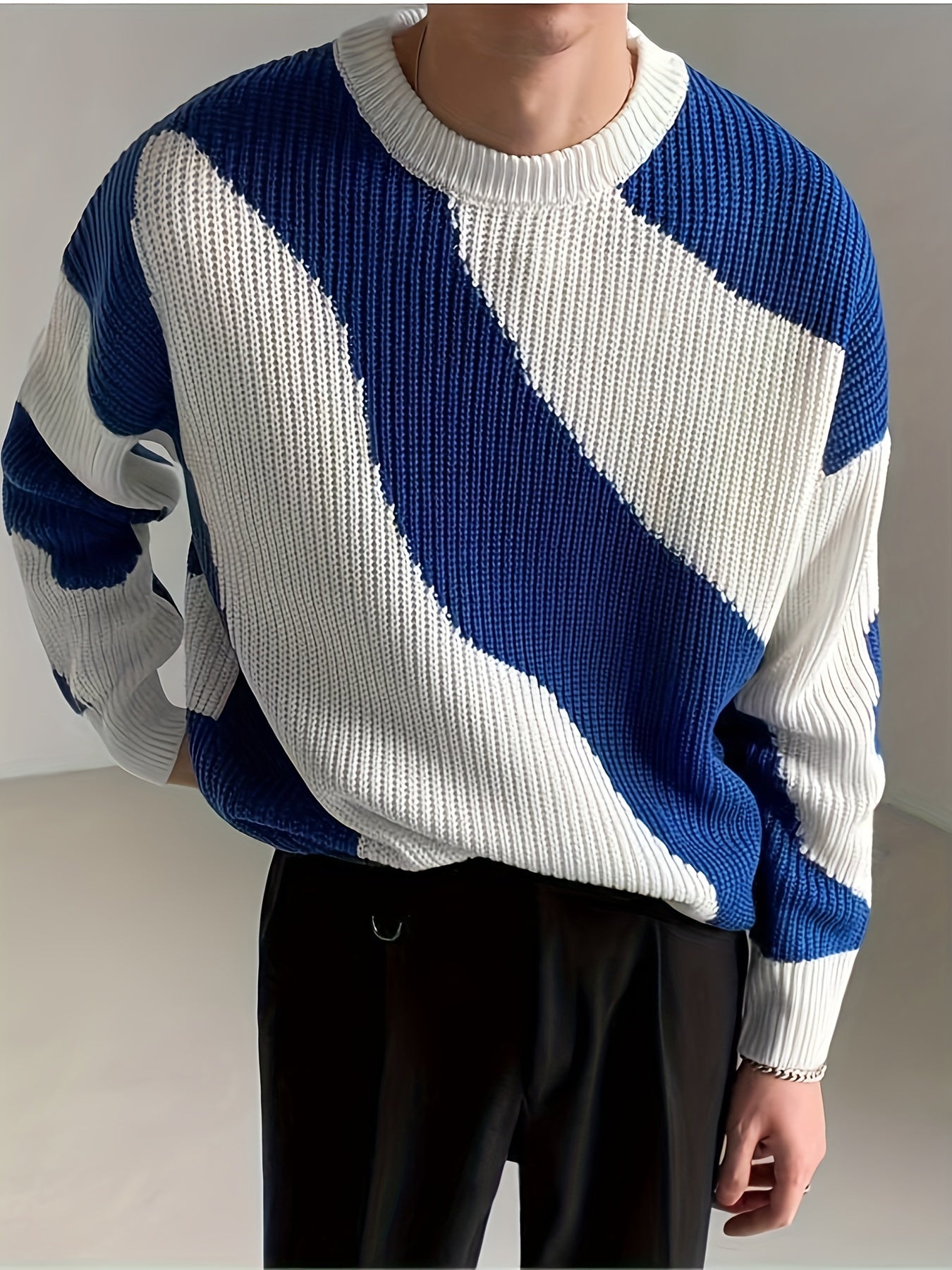 Ben | Knitted Color Block Kabeltrui met Golfpatroon voor Herfst en Winter