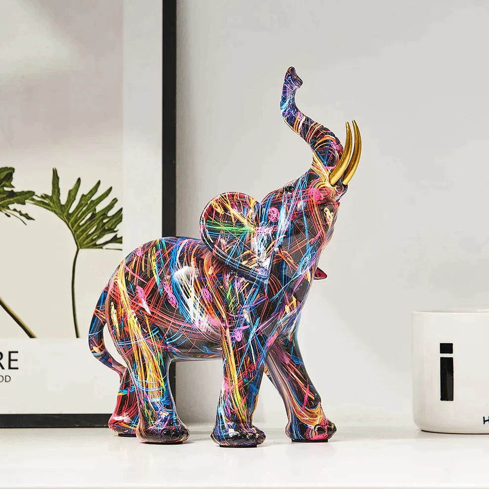 Bunte Graffiti-Elefant-Figur – ein einzigartiges Wohnaccessoire