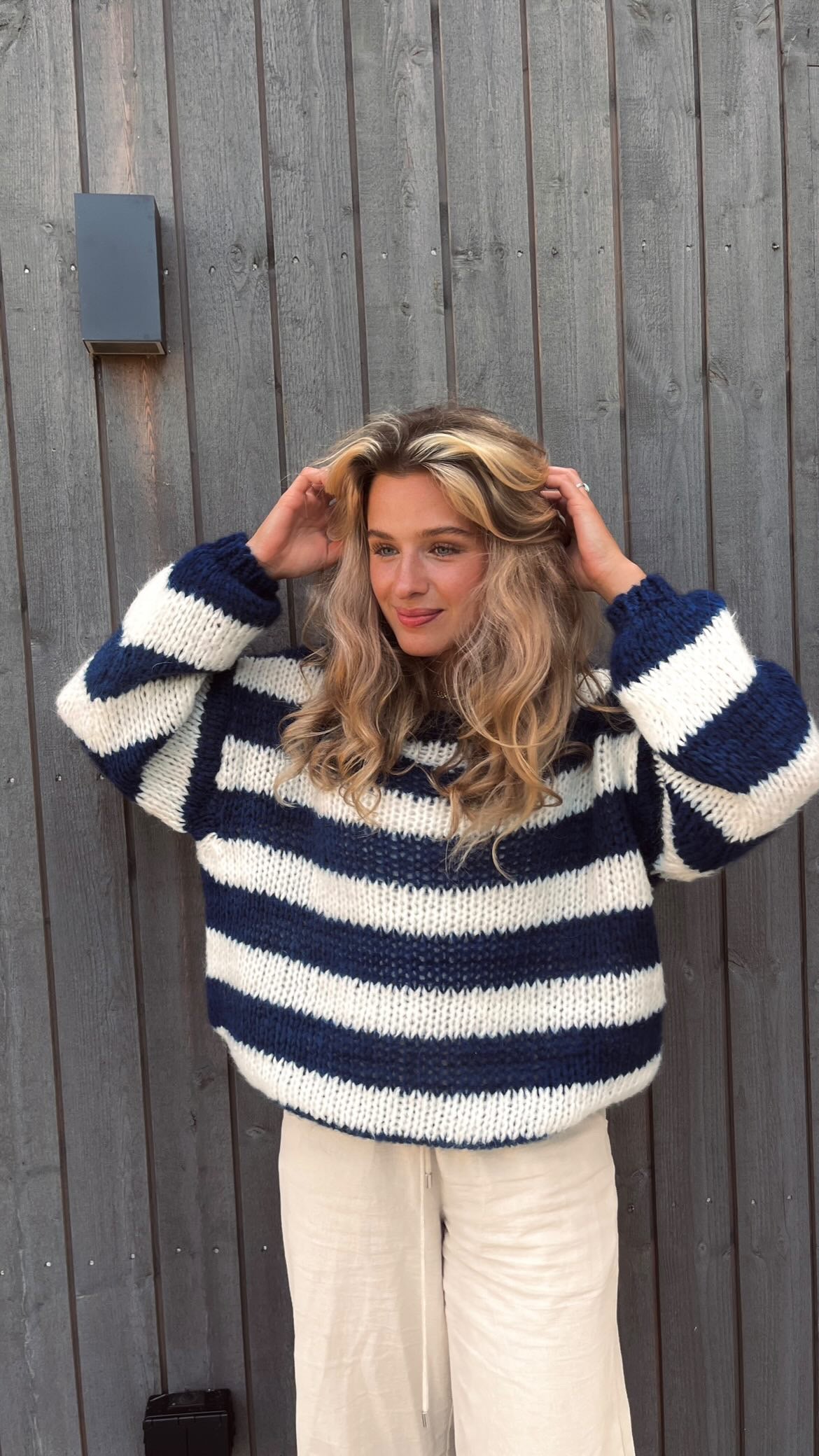 Harper | Gebreide en Gestreepte Oversized Damestrui voor een Relaxte Look