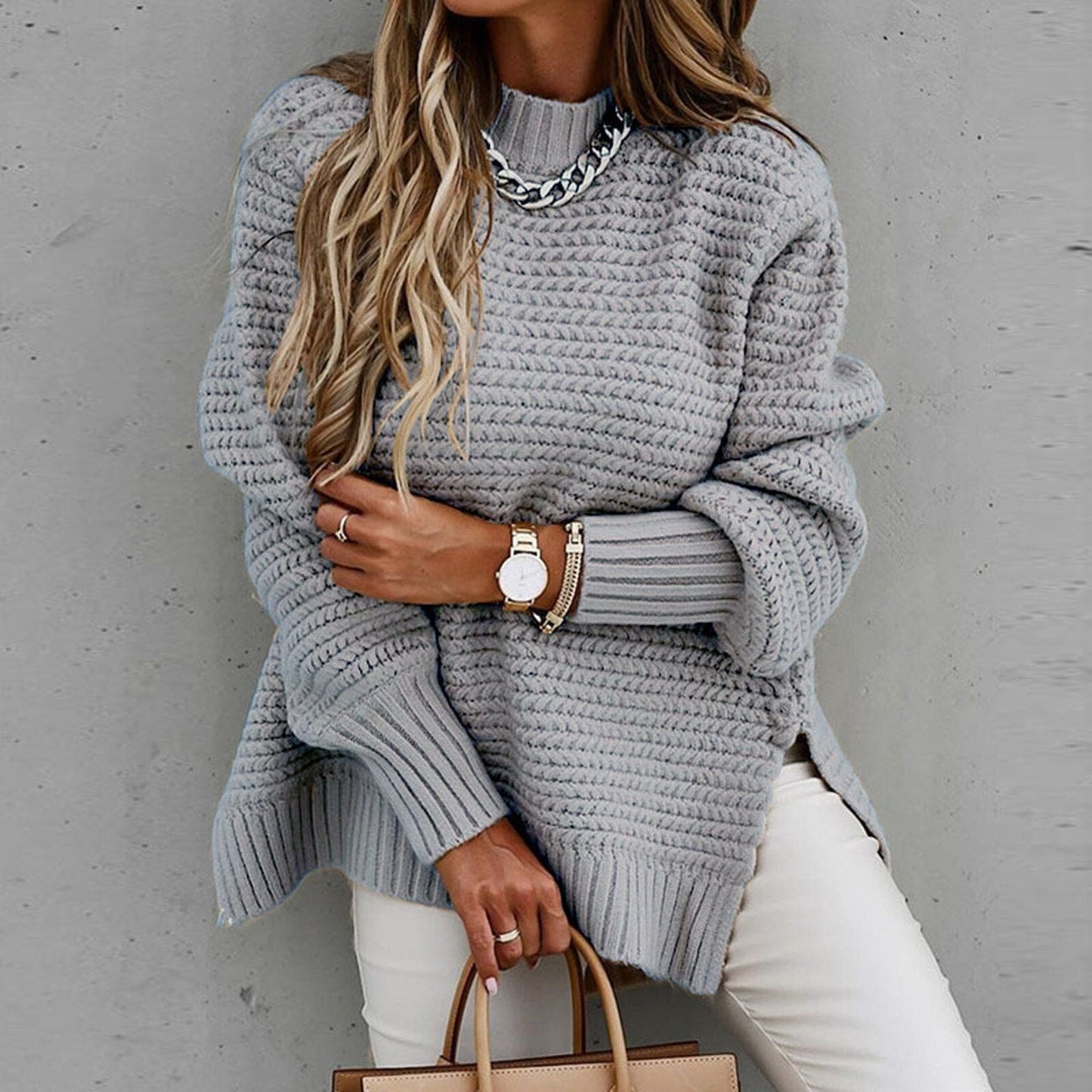 Sofia | Elegante Pullover met Halfhoge Hals - Gebreide Herfsttrui
