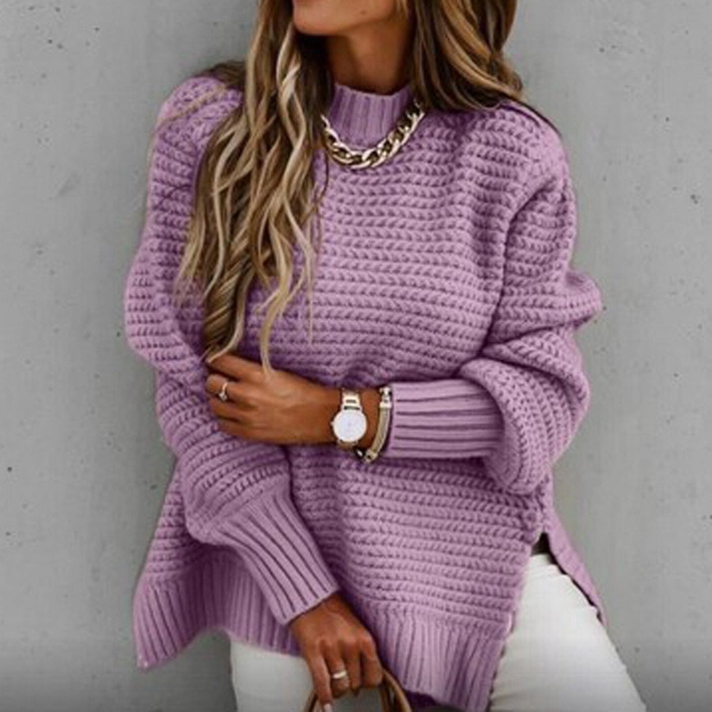 Sofia | Elegante Pullover met Halfhoge Hals - Gebreide Herfsttrui