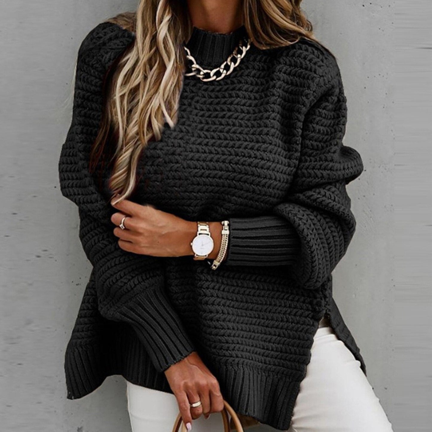 Sofia | Elegante Pullover met Halfhoge Hals - Gebreide Herfsttrui