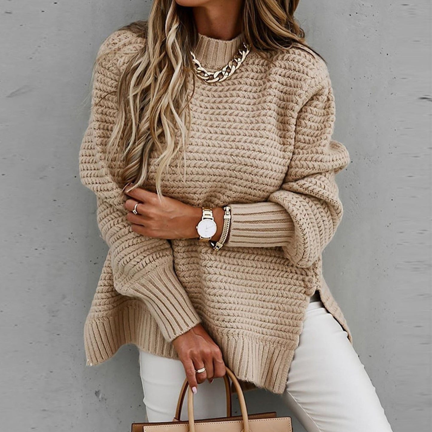 Sofia | Elegante Pullover met Halfhoge Hals - Gebreide Herfsttrui