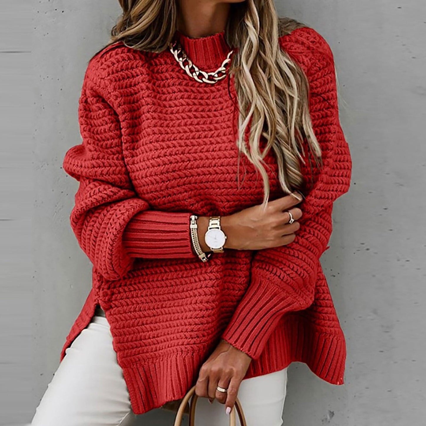 Sofia | Elegante Pullover met Halfhoge Hals - Gebreide Herfsttrui