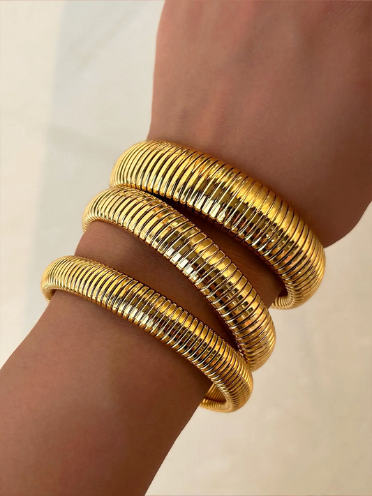 Mathilde Breites Schlangenarmband Stretch Gold