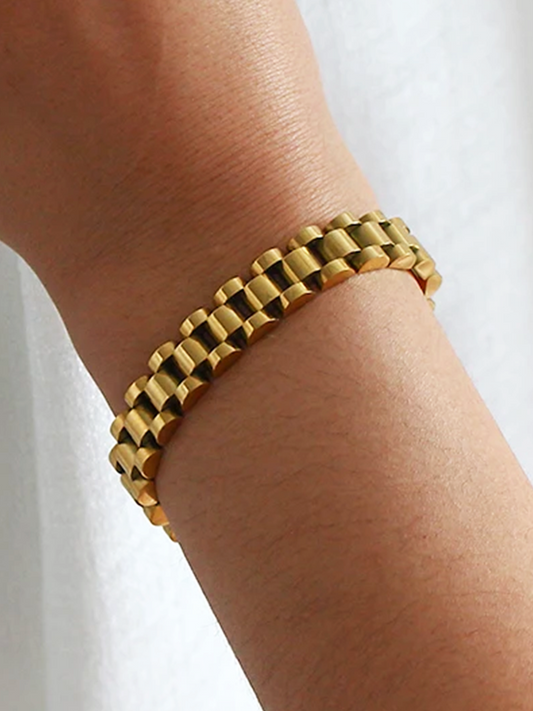 Nora Wide Link Armband Gold