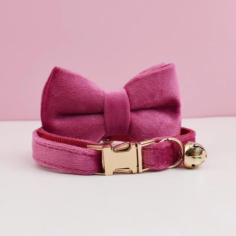 Velvet Cat Collar | Gepersonaliseerde halsband met naamplaat