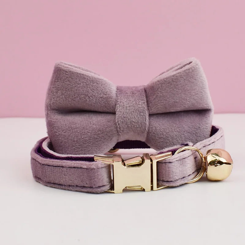 Velvet Cat Collar | Gepersonaliseerde halsband met naamplaat