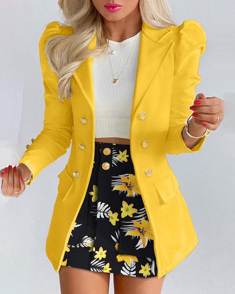 Emma | Stijlvolle Bloemenprint Blazer en Rok Set