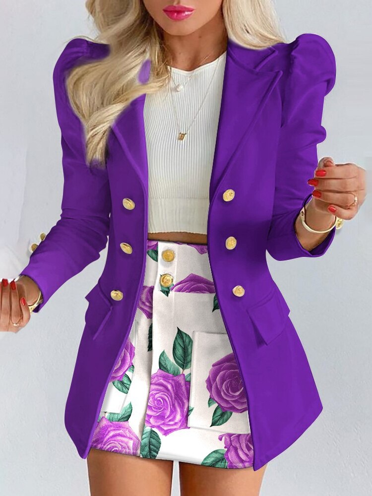 Emma | Stijlvolle Bloemenprint Blazer en Rok Set