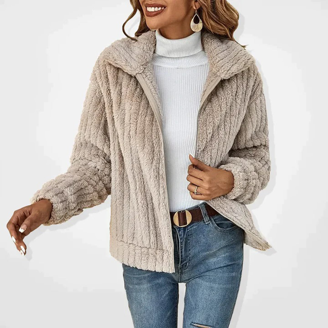 Lange Fleece-Strickjacke für Damen