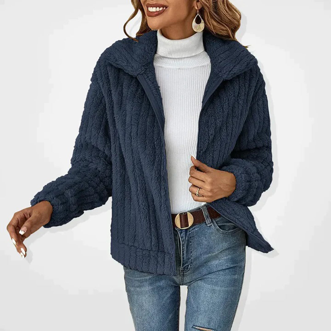 Lange Fleece-Strickjacke für Damen