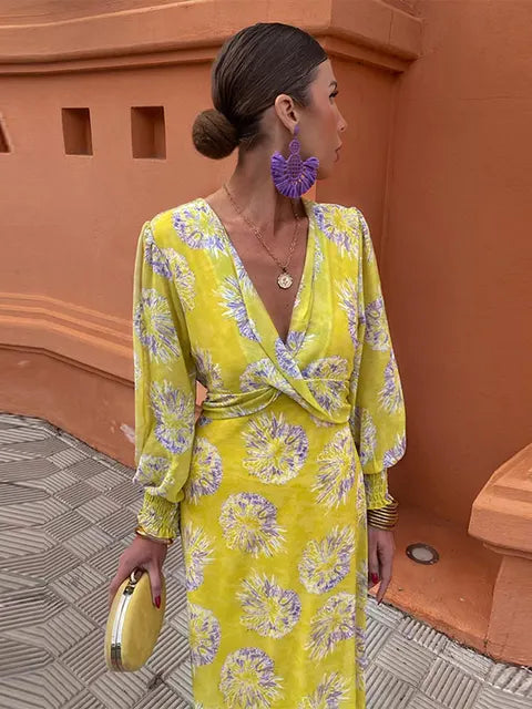 Isabella | Elegante Midi-Jurk met V-Hals voor Elke Gelegenheid