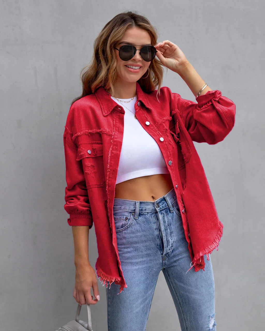 Bella | Übergroße Jeansjacke mit stylischem Damaged-Look 