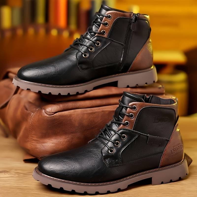 Lucas | Lässige Stiefeletten im Retro-Vintage-Stil mit Reißverschluss und Schnürsenkeln