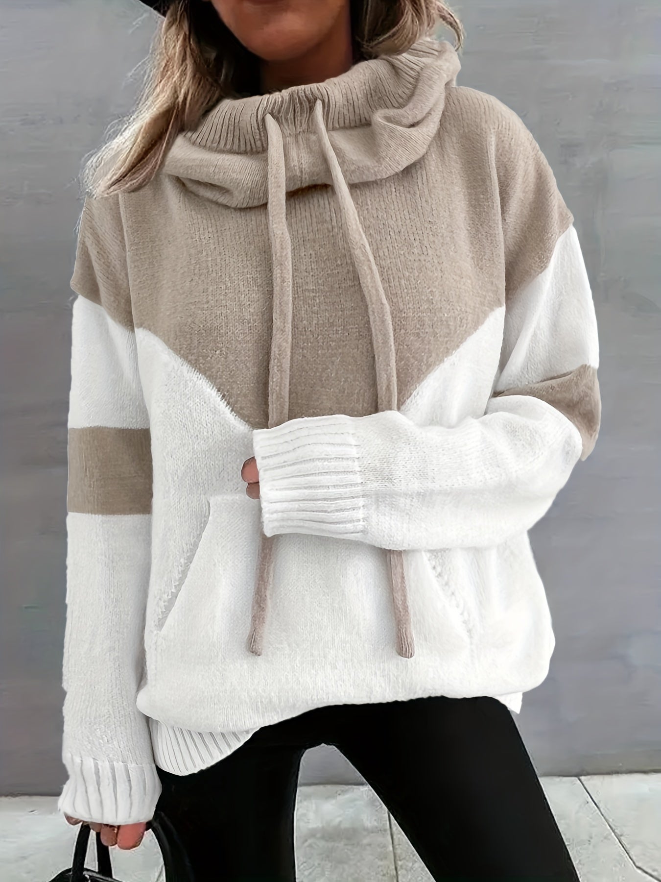 Charly | Color Block Drawstring Hooded Sweater